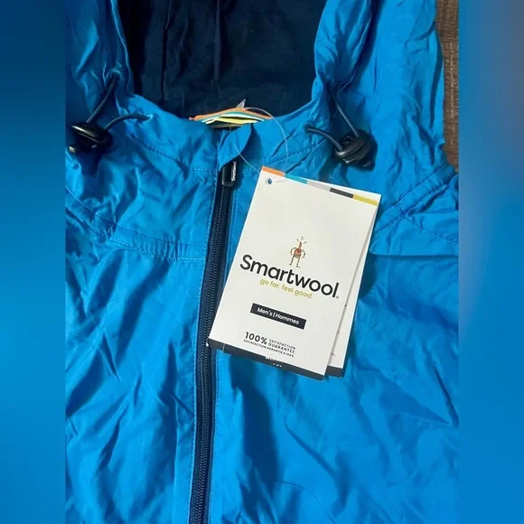 NWT! Smartwool Merino Sport Ultra Light Anorak Neptune Blue Small Rain Repellent